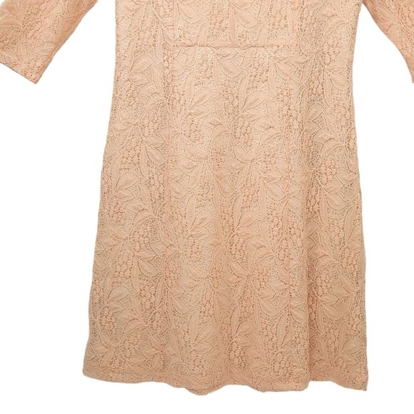 Maeve Anthropologie Pink Lace Floral Dress Size M Round Neck Keyhole Back Lined - Picture 14 of 16